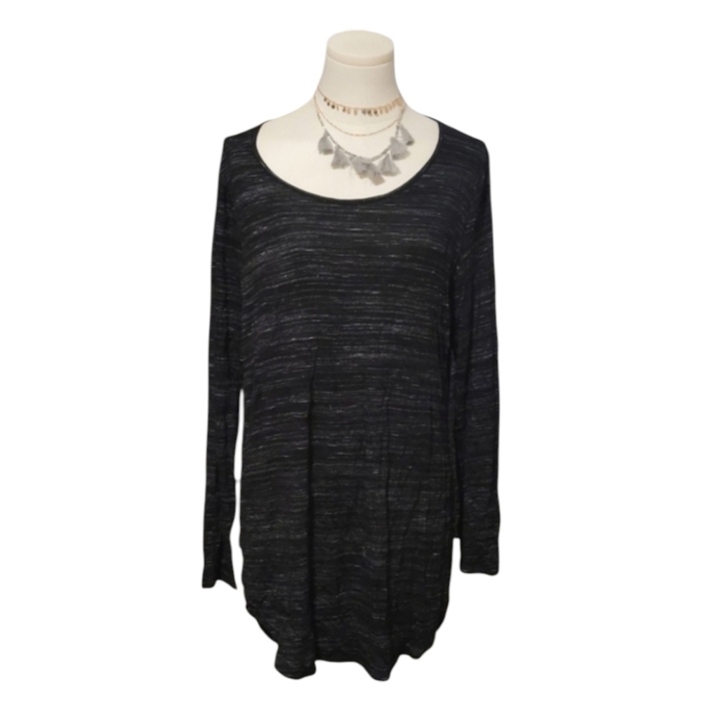 Apt. 9 Lightweight Black and White Marled Long Sleeve Tunic Sweater Size Large